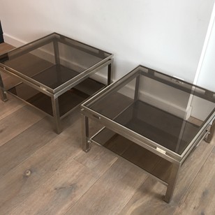 Guy Lefèvre Brushed Steel Side Tables