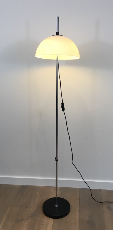  Chrome, Black lacquer and acrylic floor lamp-barrois-antiques-50's-29039-main-636674958765774571.JPG