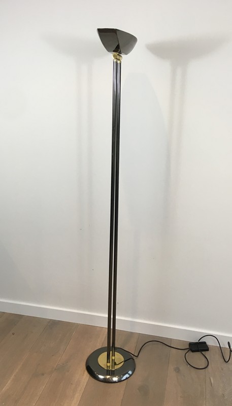  Gun Metal and Brass Floor Lamp. French. 1970's-barrois-antiques-50's-29193-main-636674967757449033.JPG