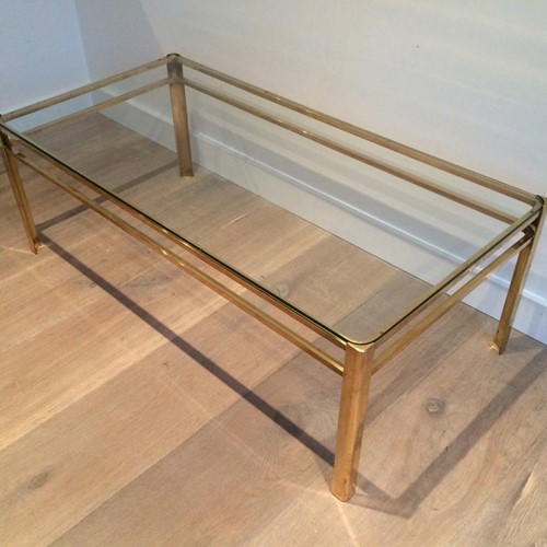 Attributed To Jacques Quinet. Brass Coffee Table