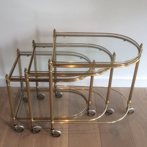 Maison Bagués. Set Of Brass Nesting Drinks Trolley