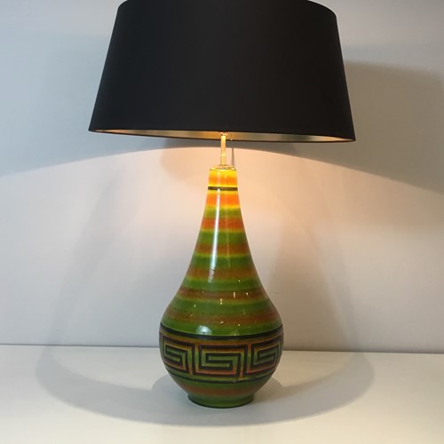 Ceramic Table Lamp With Greek Key Decors