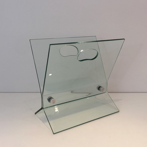 Glass and Brushed Steel Design Magazine Rack. 