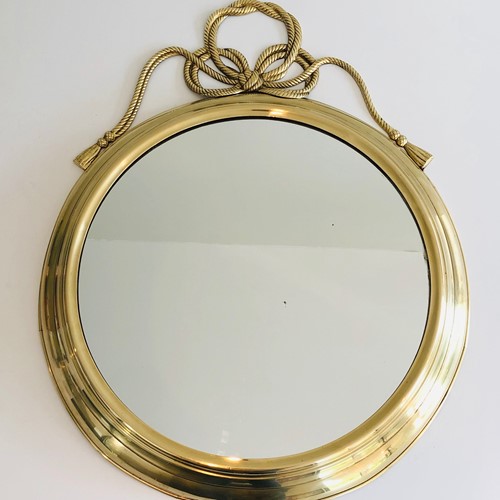 Decorative Oval Brass Mirror With Large Noddles 