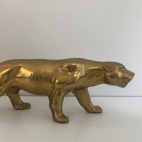 Brass Tiger Sculpture Circa 1970