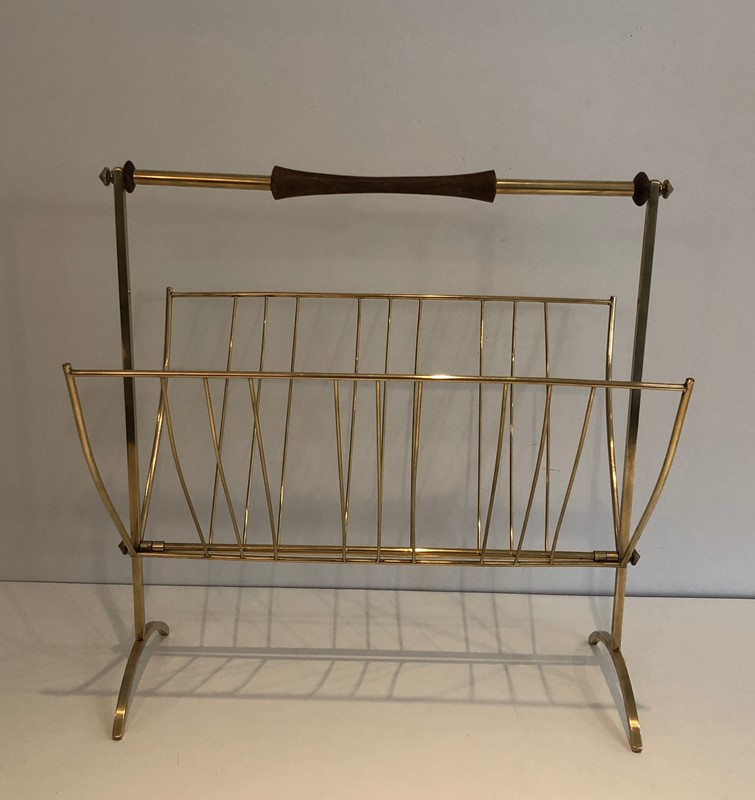 Brass And Wood Magazine Rack. Cesare Lacca Style-barrois-antiques-50s-45565-main-637774949541256450.jpg