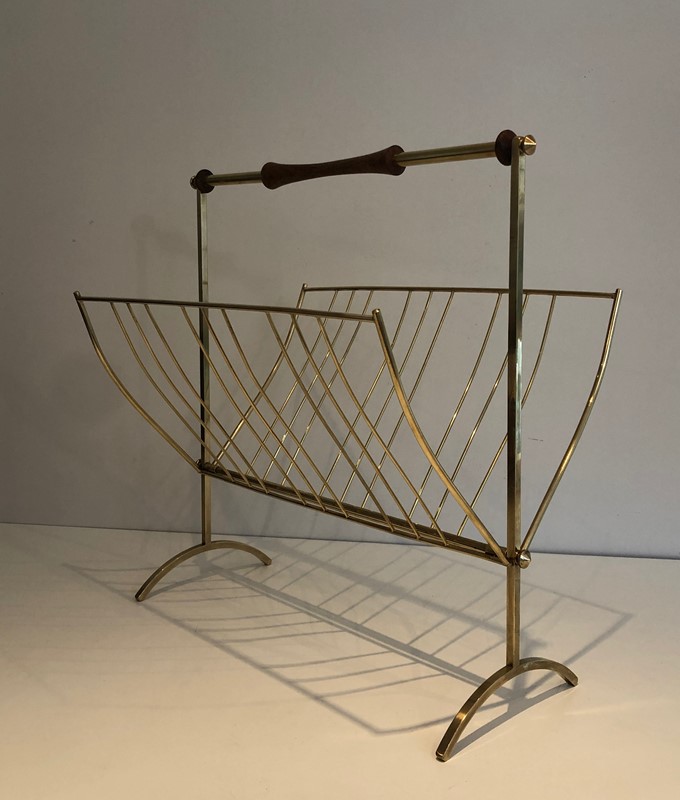 Brass And Wood Magazine Rack. Cesare Lacca Style-barrois-antiques-50s-45575-main-637774950031122390.jpg