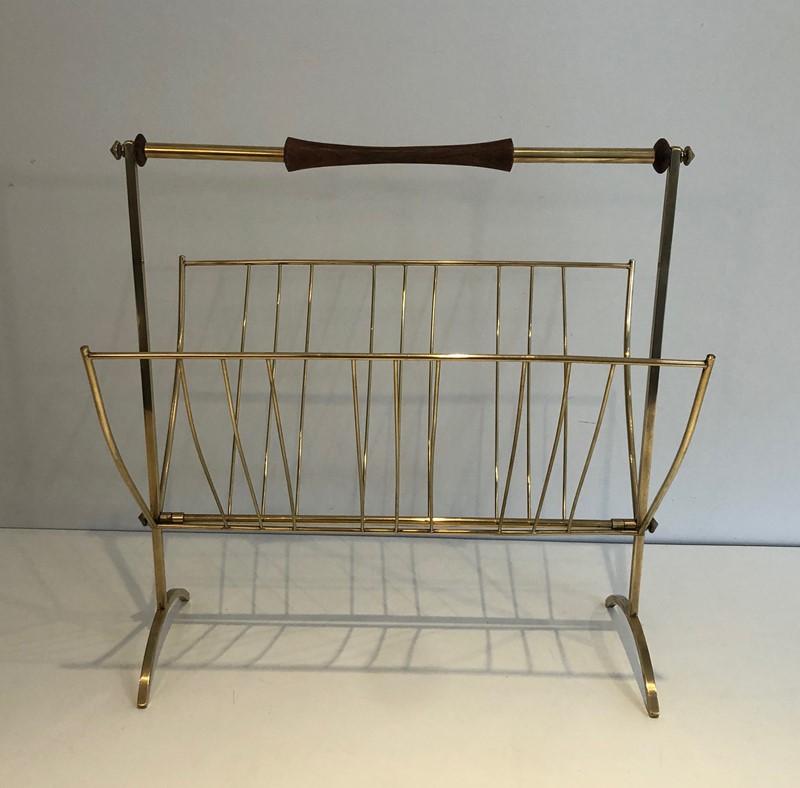 Brass And Wood Magazine Rack. Cesare Lacca Style-barrois-antiques-50s-45578-main-637774950093285511.jpg