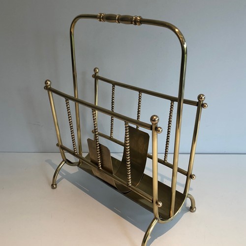 Neoclassical Style Brass Magazine Rack. French. Ci