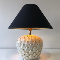Artichoke ceramic table lamp. French. Circa 1970