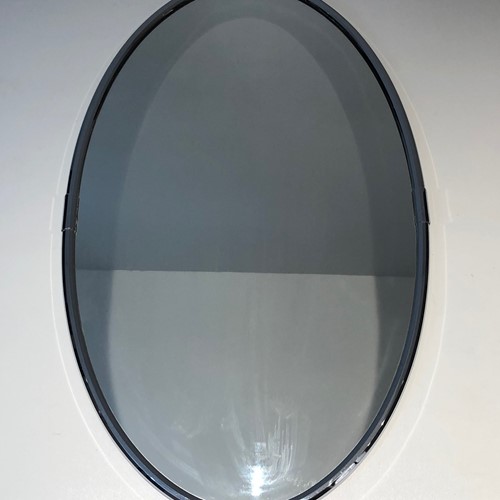 Chromed Oval Mirror In The Art Deco Style. French