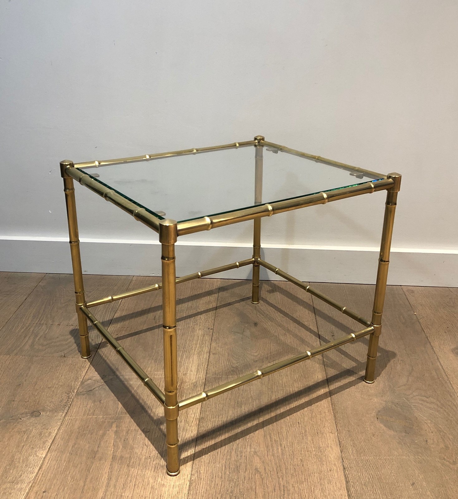 Faux-Bamboo Brass Side Table In The Style Of Jacques Adnet