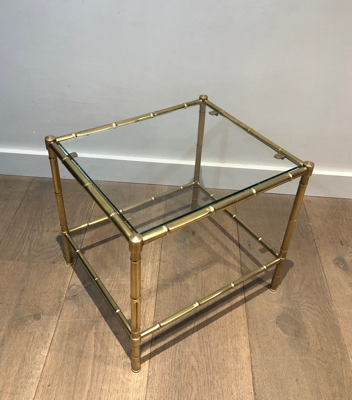 Vintage Faux Bamboo Brass Coffee Table, 1970s