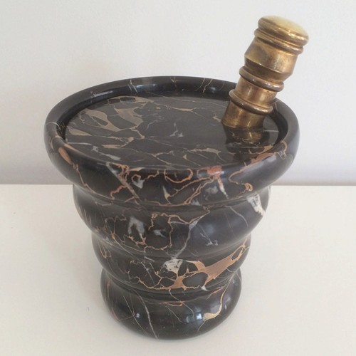 Marble And Brass Covered Pot