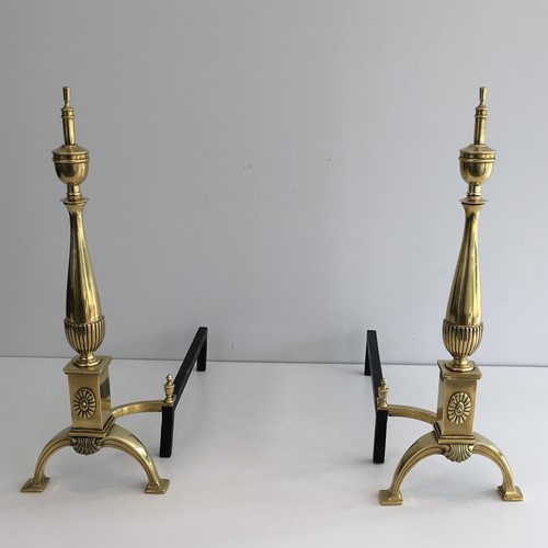  Pair Of Neoclassical  Style Lbronze Andirons