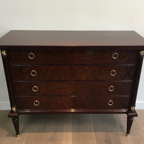 Neoclassical Mahogany and Brass Commode