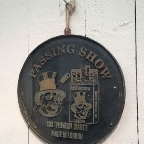 Rare Engraved Glass On Metal Sign From A London Cigarette's Seller. Circa 1900