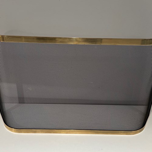 Curved Brass And Grilling Fireplace Screen