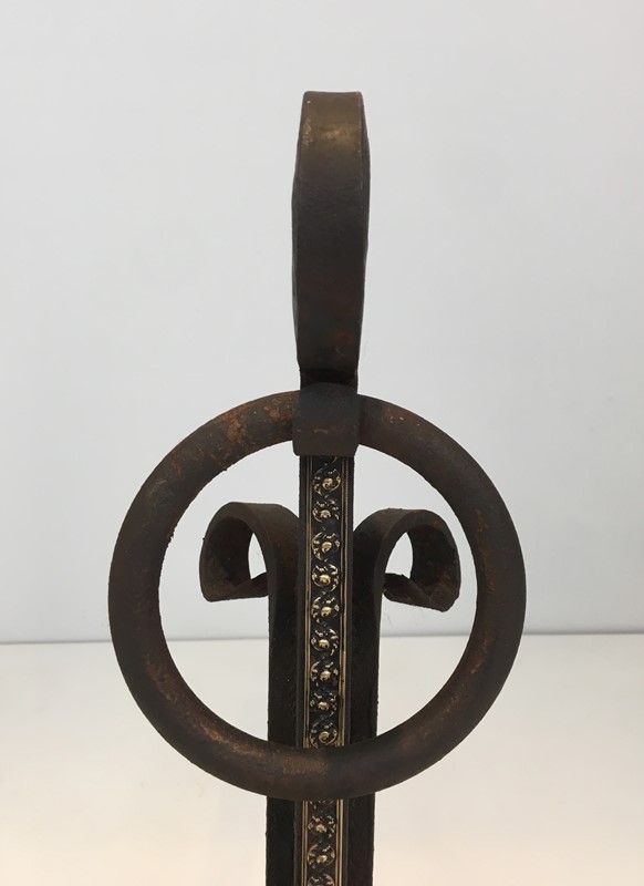  Pair of Arts & Crafts Iron & Brass Andirons-barrois-antiques-fp-1430-main-636842817193735826.JPG