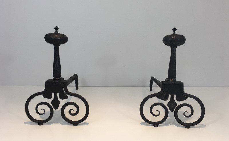  Pair of Wrought Iron Andirons. French. 18th c-barrois-antiques-fp-1566-main-636842812545614930.JPG