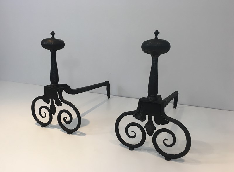  Pair of Wrought Iron Andirons. French. 18th c-barrois-antiques-fp-1567-main-636842811434580148.JPG
