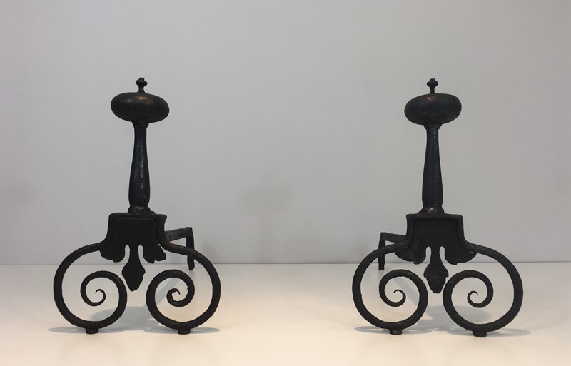  Pair of Wrought Iron Andirons. French. 18th c-barrois-antiques-fp-1568-main-636842811747434435.JPG