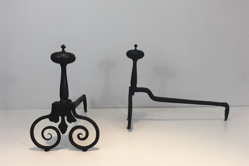  Pair of Wrought Iron Andirons. French. 18th c-barrois-antiques-fp-1570-main-636842811788840824.JPG