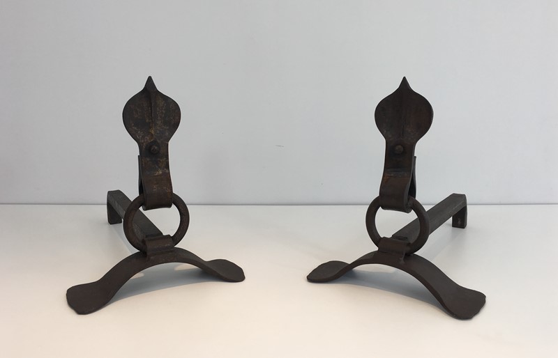  Pair of Modernist Wrought Iron Andirons. French-barrois-antiques-fp-1896-main-636842958106697835.JPG