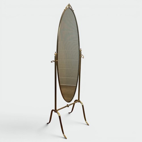 Cheval Psyche Mirror On Stand With Carved Frame, 1970