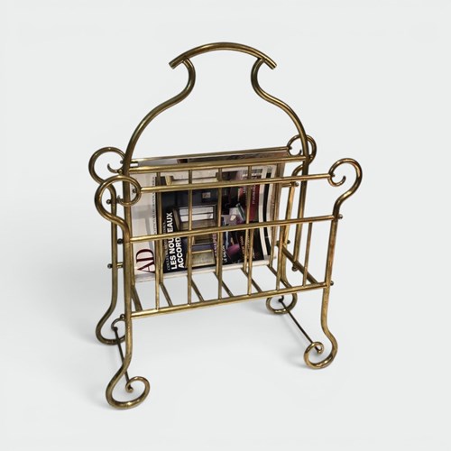 Brass Magazine Rack, Art Nouveau, French, Circa 1900