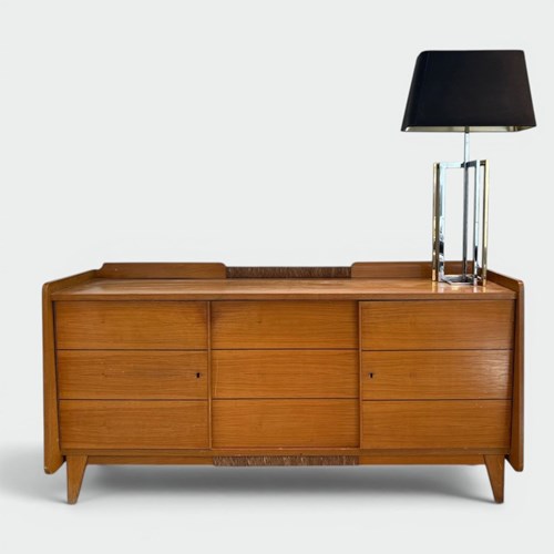 Large Pine And Rattan Sideboard, French, Circa 1970