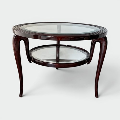 Round Walnut Two-Tier Coffee Table, Paolo Buffa, Italy, Circa 1940