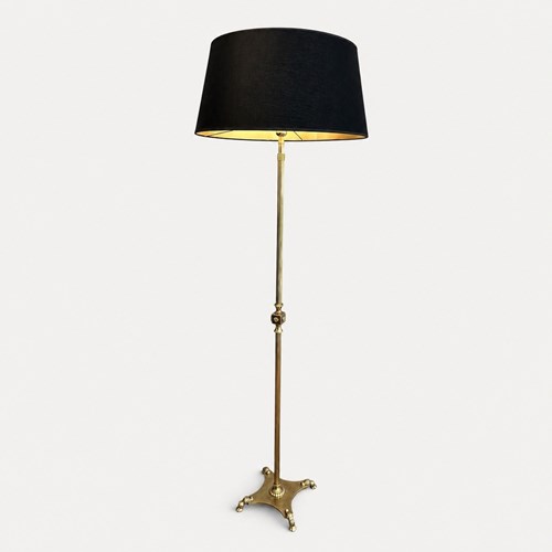 Neoclassical Brass Floor Lamp With Claw Feet, By Maison Jansen, Circa 1940
