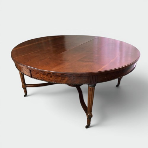 Neoclassical Mahogany And Bronze Extending Pedestal Dining Table, Louis XVI Styl