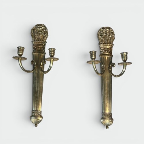 Pair Of Empire Style Bronze Wall Lights, Quiver Model