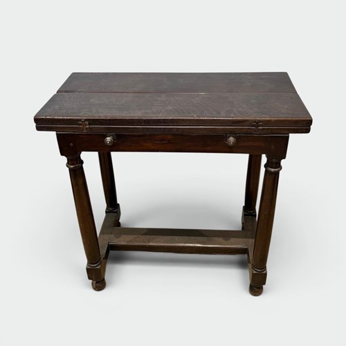 Portuguese Folding-Top Table In Walnut With Detached Columns And Stretcher. 18Th