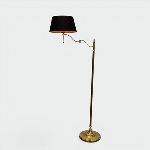 Floor Reading Lamp With Adjustable Arm In Gilt Brass. Neoclassical Style. French