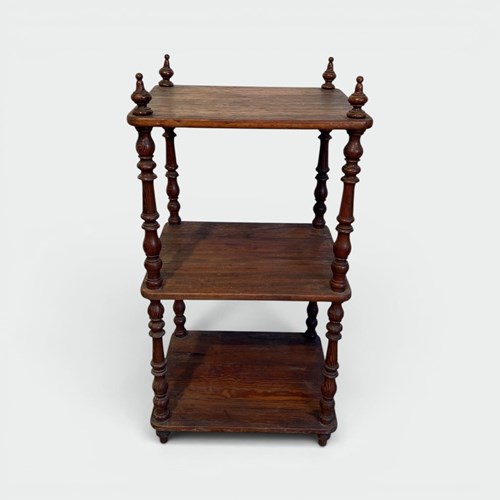 Three-Tier Shelf In Pitch Pine With Turned Columns And Finials. Napoléon III Per