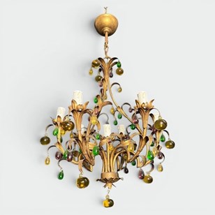 Cage Chandelier In Gilt Metal With ...