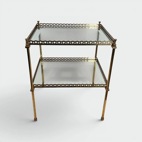 Side Table In Brass With Openwork Galleries. French Work By Maison Jansen. Circa