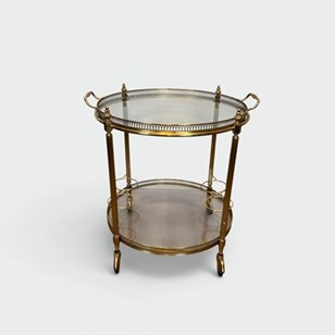 Round Brass Bar Cart With Openwork ...
