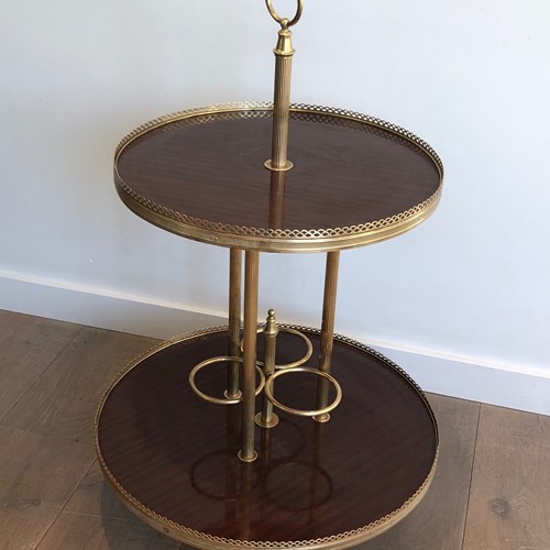 Round Mahogany And Brass Drinks Trolley. French Work Attributed To Maison Jansen