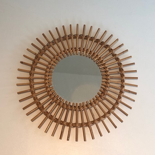 Small Rattan Mirror. French. Circa 1970