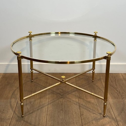 Neoclassical Style Round Brass Coffee Table