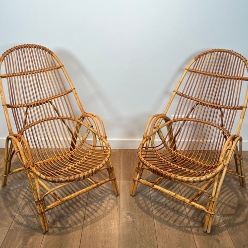 Pair Of Design Rattan Armchairs
