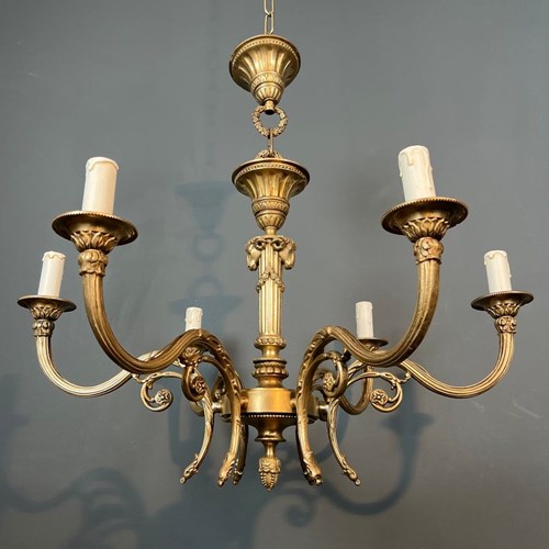 Bronze Chandelier With Ram's Heads