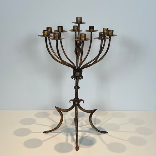 Tall Gilt Iron 11 Lights Candlestick