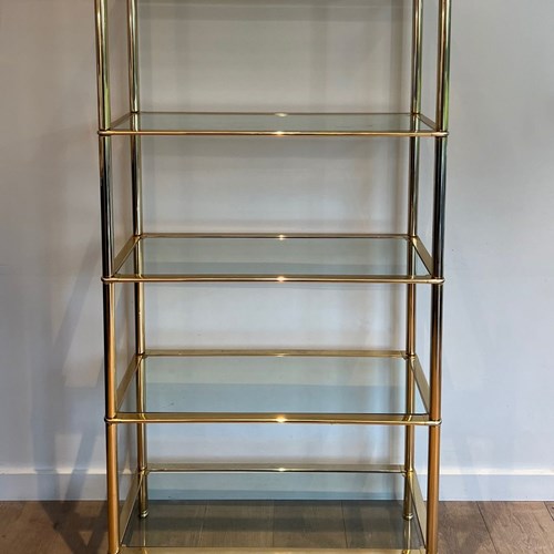 5 Tiers Gilt Chrome Shelves Unit With Clear Glass Trays