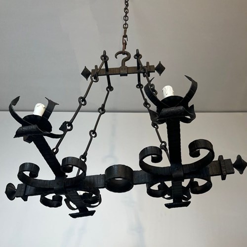 Wrought Iron Gothic Style Chandelier With 4 Lights