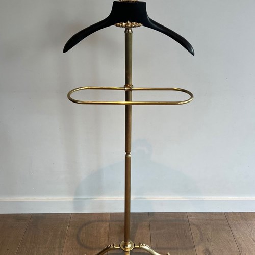 Neoclassical Style Brass And Wood Valet